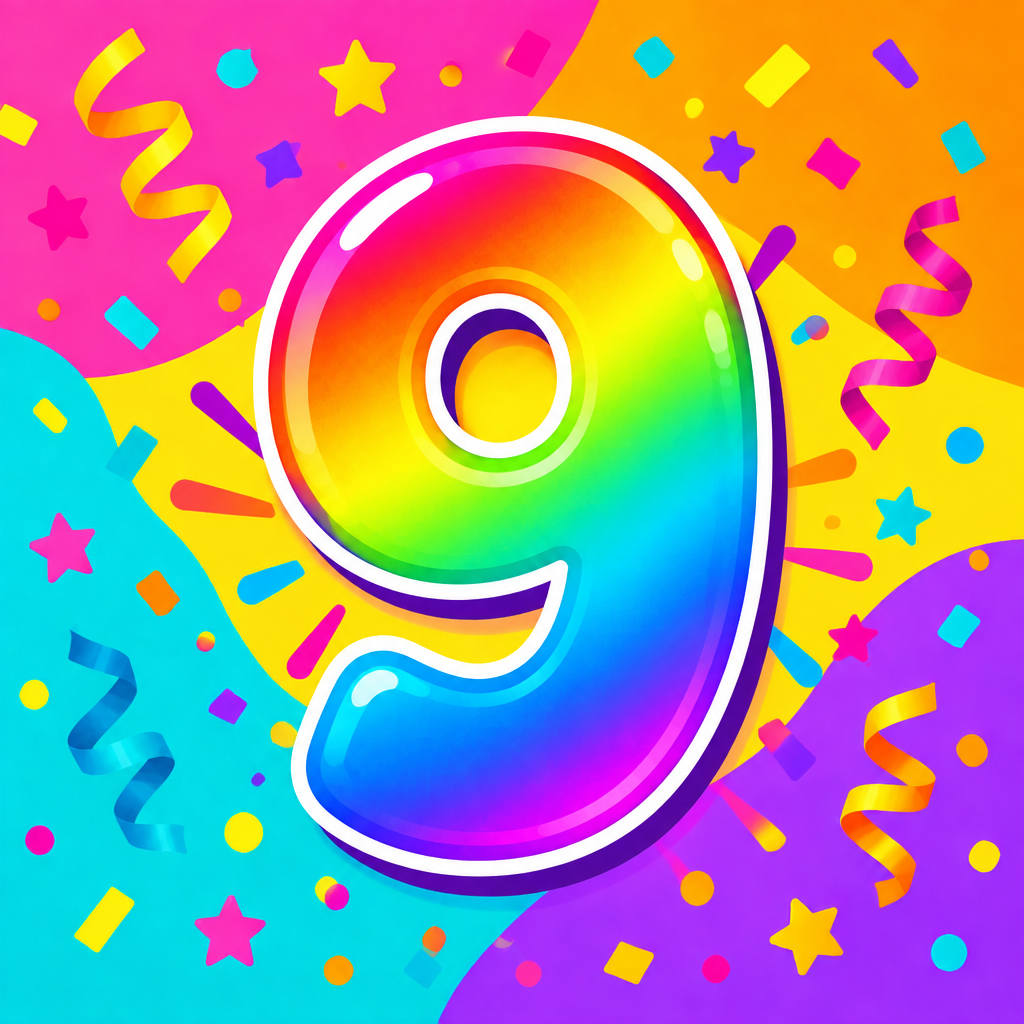 Chiffre 9 coloré